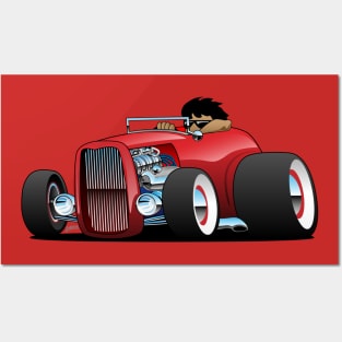 Highboy hot rod red roadster Posters and Art